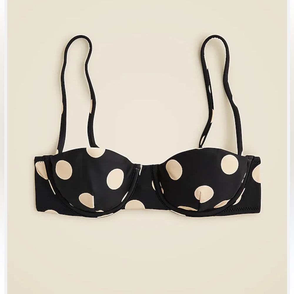 J. Crew Black and White Polka Dot Balconette Bra